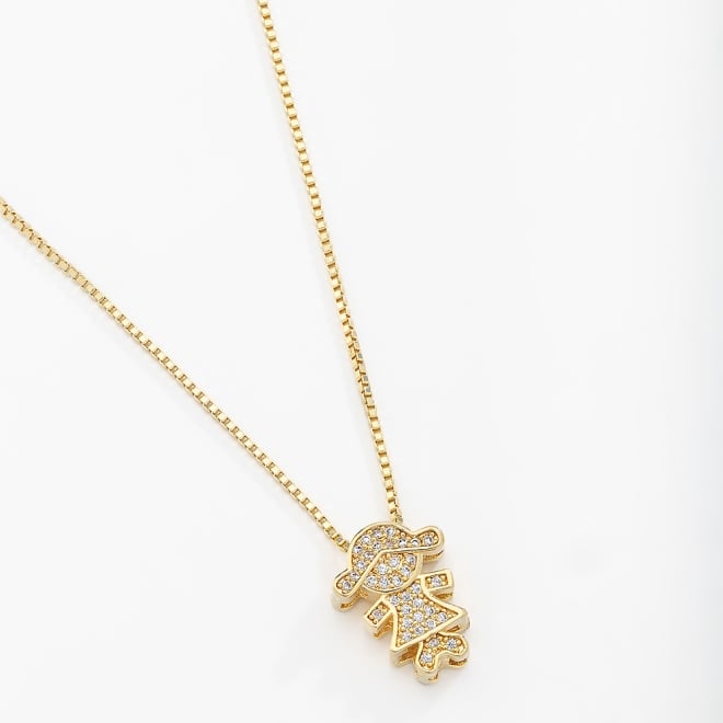 GR-01403 COLAR BANHADO A OURO 18K COM PINGENTE EM FORMATO DE MENINA