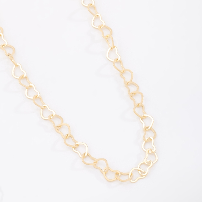 GR-01470 COLAR BANHADO A OURO 18K COM ELOS DE CORAÇÃO ENTRELAÇADOS