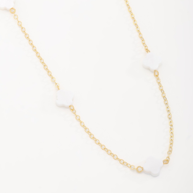 GR-01506 COLAR COM FLORES BRANCAS