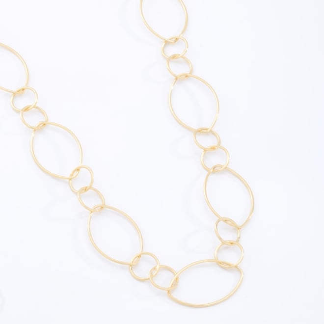 GR-01509 COLAR BANHADO A OURO 18K LONGO COM ELOS OVAIS INTERCALADOS