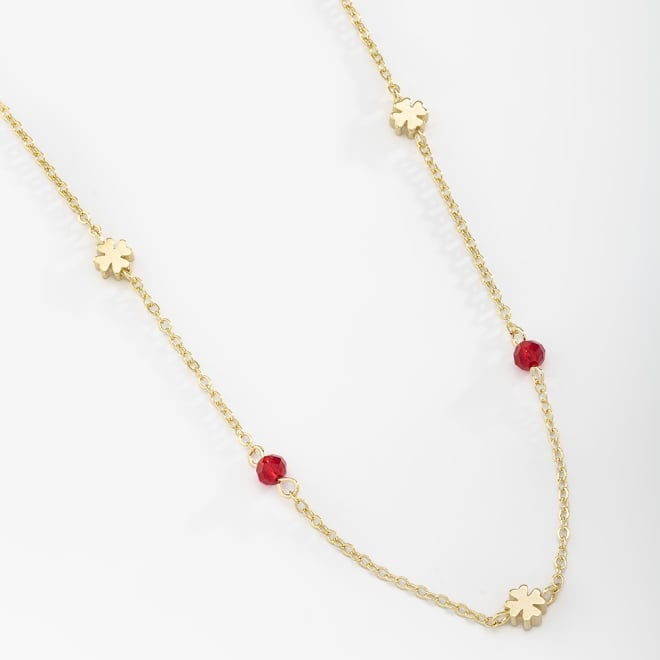 GR-01564 GARGANTILHA BANHADA A OURO 18K  DELICADA  EM TREVO