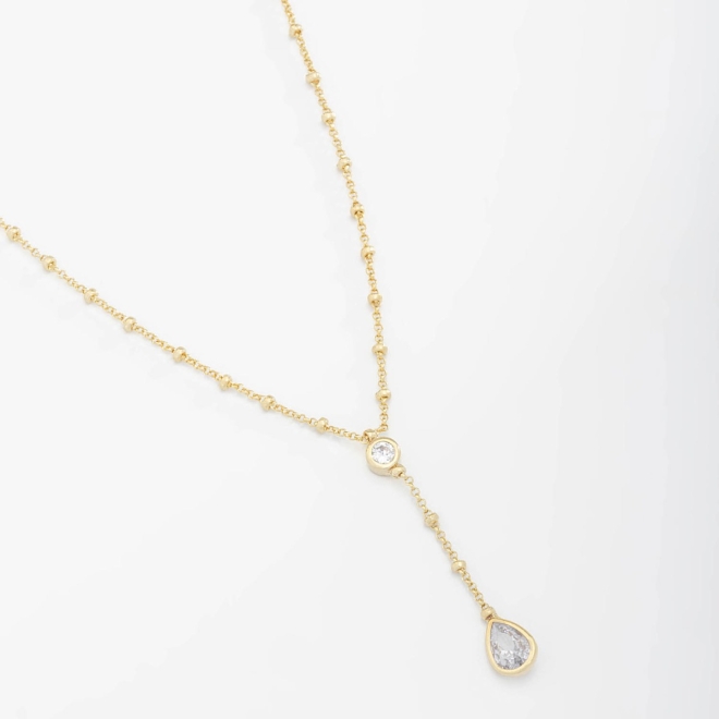 GR-01632 COLAR COM PINGENTE DE GOTA EM ZIRCÔNIA