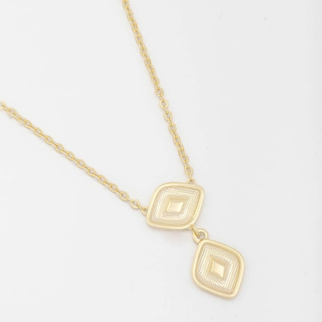 GR-01636 COLAR BANHADO A OURO 18K COM PINGENTES GEOMÉTRICOS EM FORMATO LOSANGO