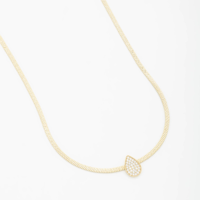 GR-01686 COLAR COM PINGENTE EM FORMATO DE GOTA EM ZIRCÔNIAS