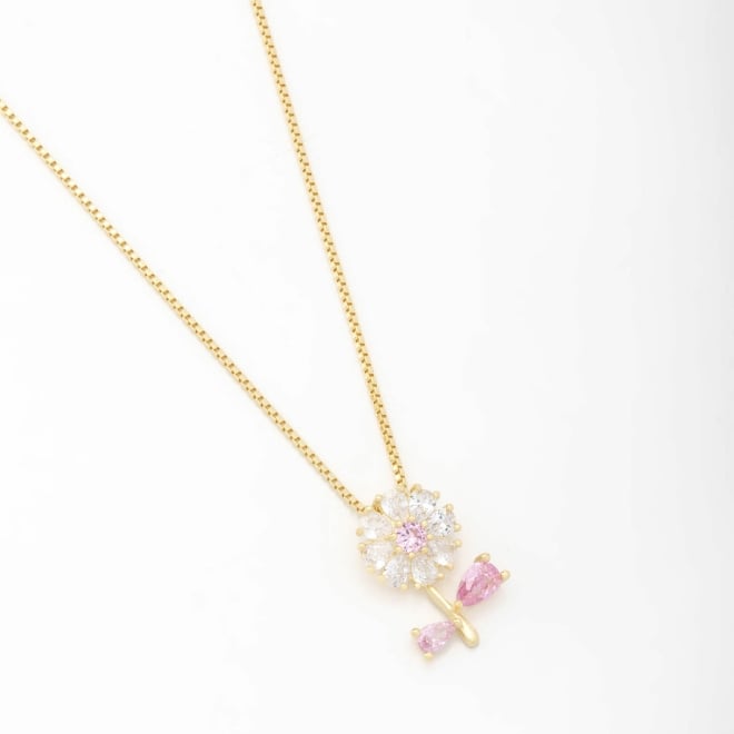 GR-01688 COLAR BANHADO A OURO 18K COM CORRENTE VENEZIANA E PINGENTE EM FORMATO DE FLOR
