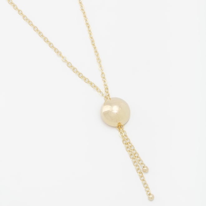 GR-01693 COLAR BANHADO A OURO 18K ESTILO GRAVATINHA COM ESFERA CENTRAL