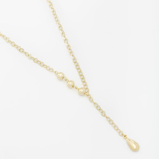 GR-01694 COLAR BANHADO A OURO 18K ESTILO GRAVATINHA COM ESFERAS POLIDAS