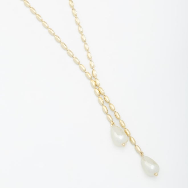 GR-01761 COLAR BANHADO A OURO 18K EM GRAVATA COM DETALHES OVAIS E PINGENTE EM GOTA
