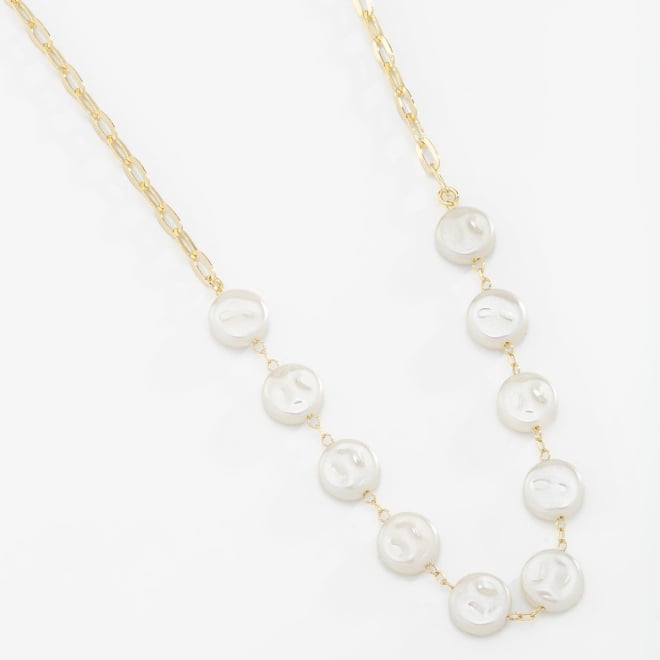 GR-01821 COLAR BANHADO A OURO 18K COM PÉROLAS BARROCAS E ELOS ALONGADOS