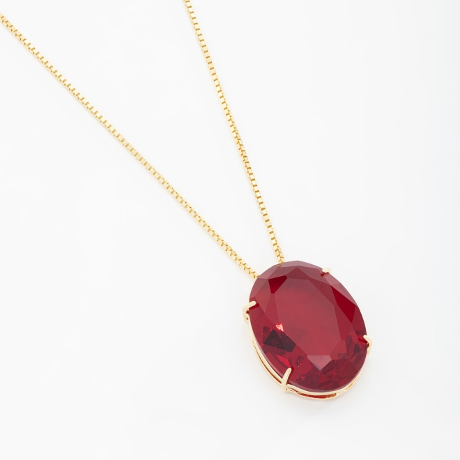 GR-01839 COLAR COM PEDRA OVAL LAPIDADA