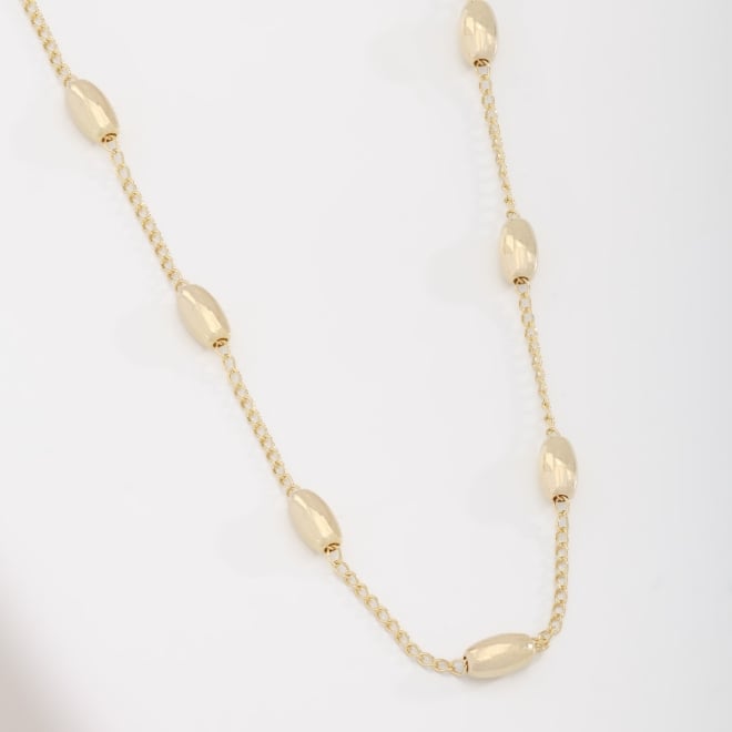 GR-01975 COLAR BANHADO A OURO 18K COM DETALHES EM ESFERAS OVAIS