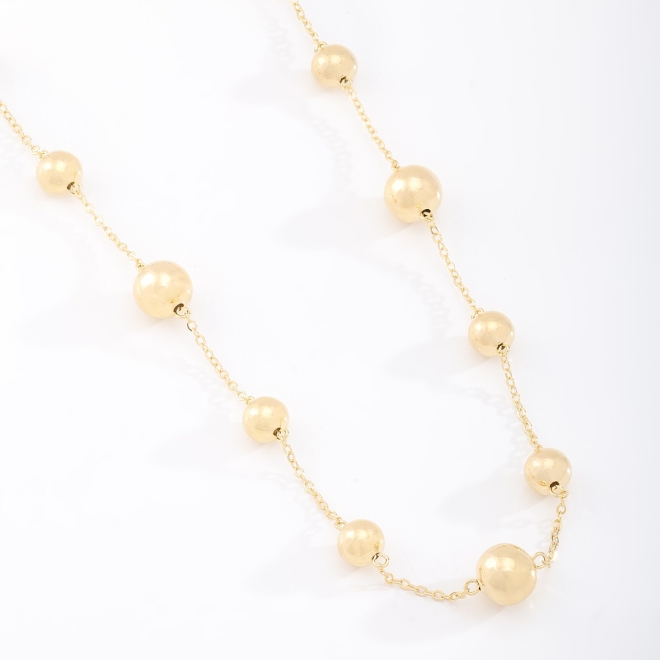 GR-02051 COLAR BANHADO A OURO 18K COM CORRENTE DELICADA E ESFERAS POLIDAS