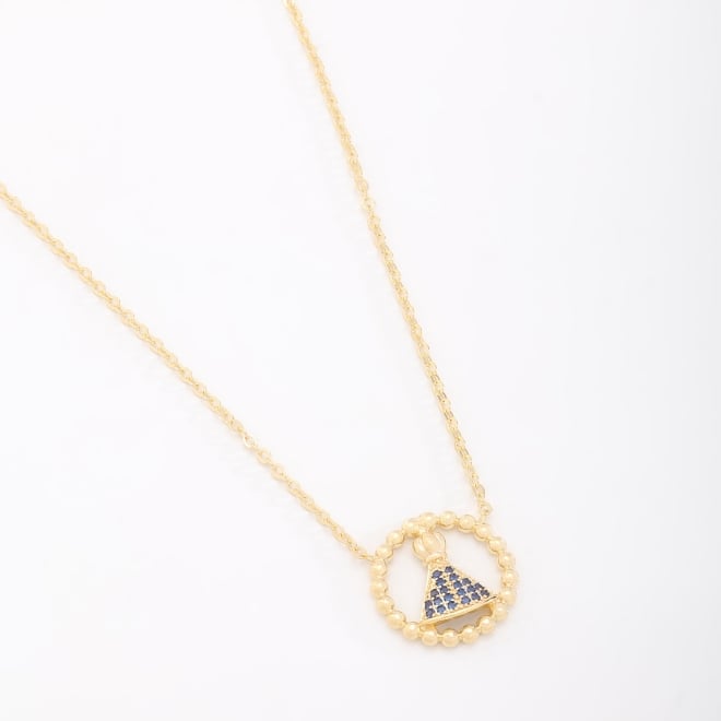 GR-02064 COLAR BANHADO A OURO 18K COM PINGENTE DE N. S. APARECIDA
