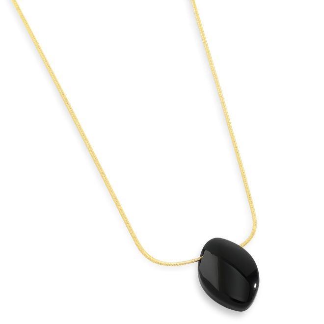 GR-02186 COLAR BANHADO A OURO 18K COM PINGENTE ORGÂNICO EM PEDRA NATURAL