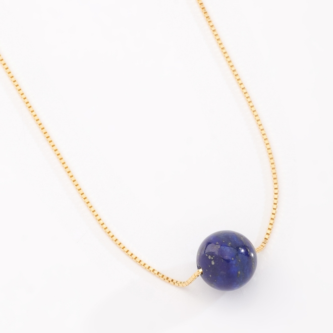 GR-02207 COLAR BANHADO A OURO 18K COM PEDRA NATURAL EM FORMATO DE BOLA
