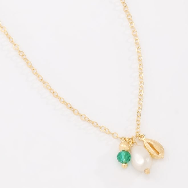 GR-02239 COLAR BANHADO A OURO 18K COM CORRENTE DELICADA E PINGENTES