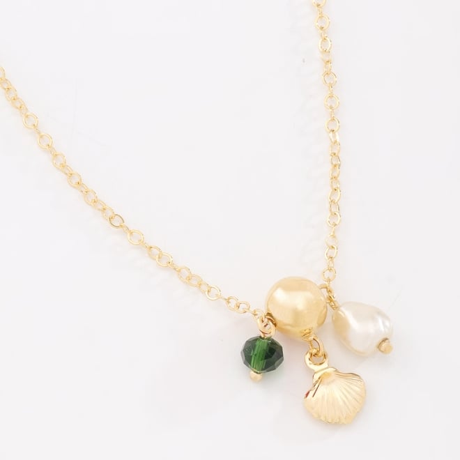 GR-02246 COLAR BANHADO A OURO 18K COM CORRENTE DELICADA E PINGENTES