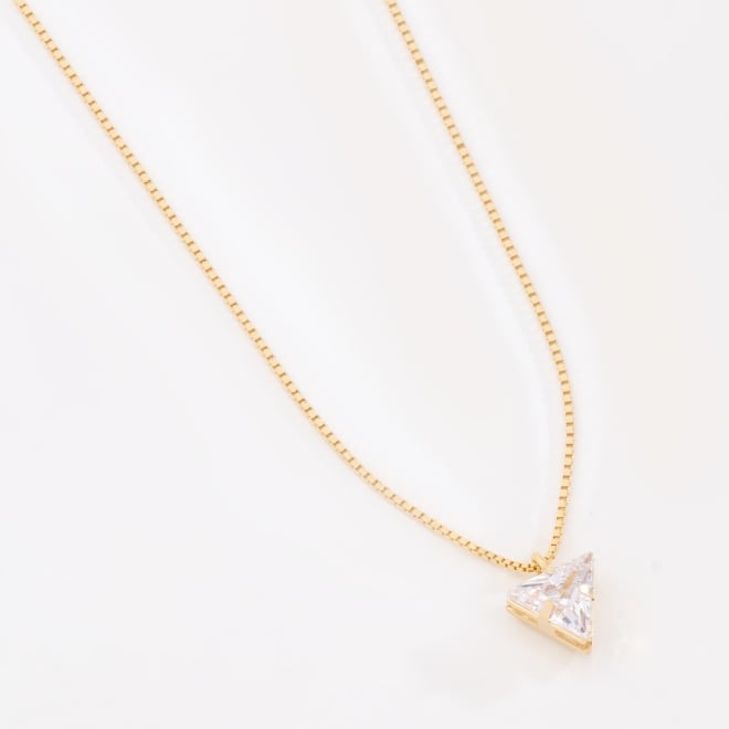 GR-02250 COLAR BANHADO A OURO 18K COM PINGENTE EM PEDRA TRIANGULAR LAPIDADA EM ZIRCÔNIA