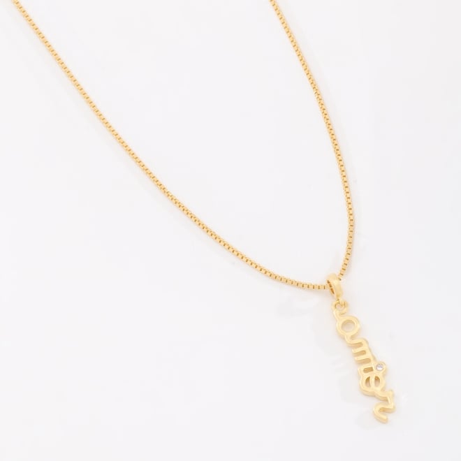 GR-02271 COLAR BANHADO A OURO 18K COM PINGENTE ESCRITA AMÉM E DETALHE EM ZIRCÔNIA
