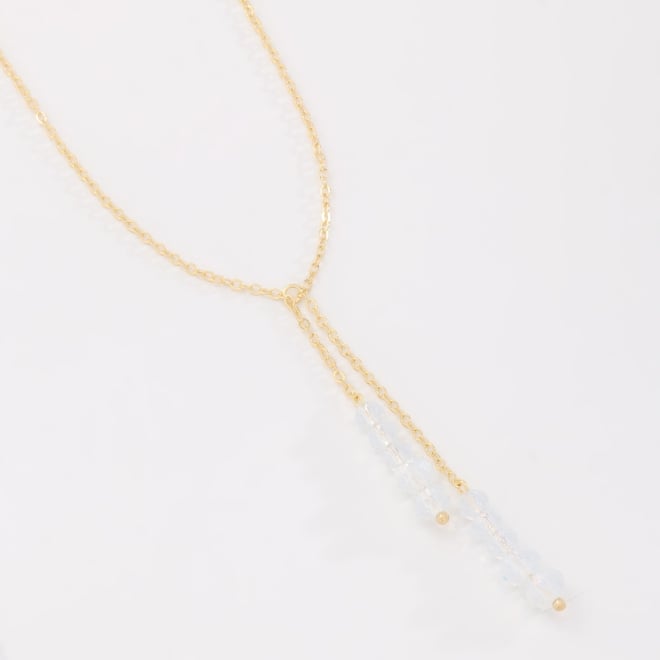 GR-02277 COLAR BANHADO A OURO 18K EM MODELO GRAVATINHA COM PEDRAS LEITOSAS