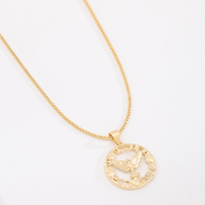 GR-02311 GARGANTILHA BANHADA A OURO 18K COM PINGENTE DE ESPÍRITO SANTO