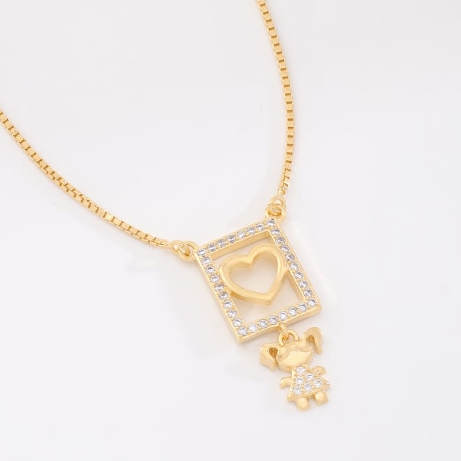 GR-02372 GARGANTILHA BANHADA A OURO 18K COM PINGENTE  DE MENINA