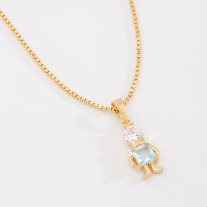 GR-02373 GARGANTILHA BANHADA A OURO 18K COM PINGENTE DE MENINO