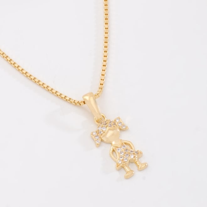 GR-02385 GARGANTILHA BANHADA A OURO 18K COM PINGENTE DE MENINA