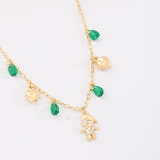 GR-02386 GARGANTILHA BANHADA A OURO 18K COM PINGENTE  DE MENINO