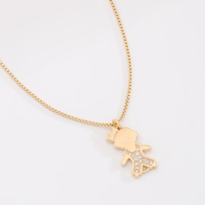 GR-02387 GARGANTILHA BANHADA A OURO 18K COM PINGENTE DE MENINA