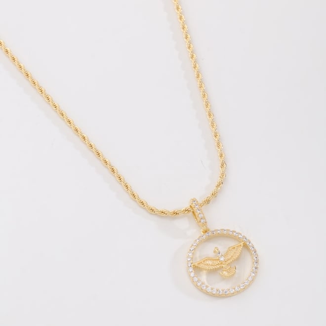 GR-02532 COLAR BANHADO A OURO 18K COM CORDÃO BAIANO E PINGENTE DE ESPÍRITO SANTO