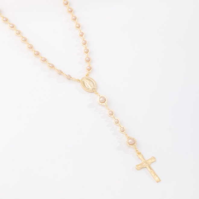 GR-02544-TERÇO NOSSA SENHORA DAS GRAÇAS COM PÉROLAS