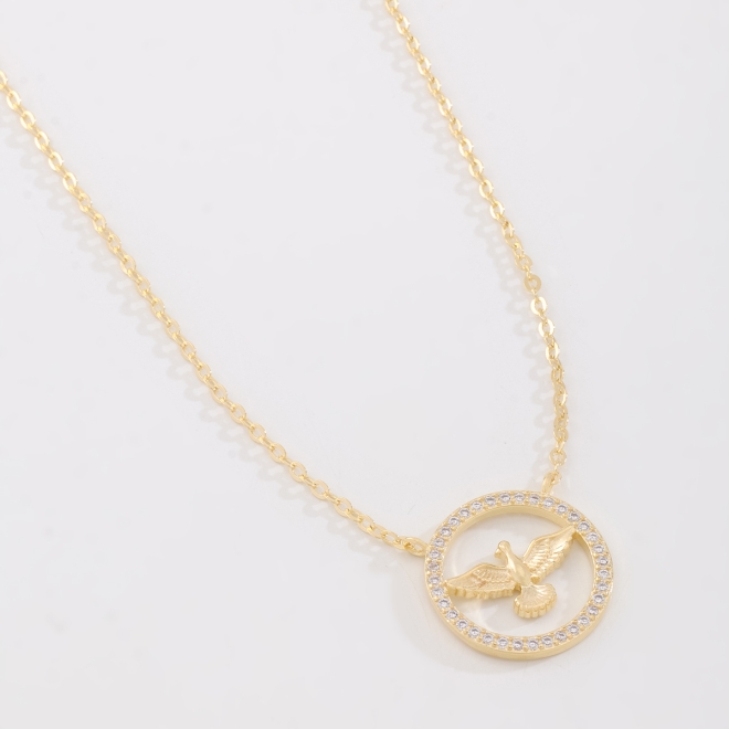 GR-02645-GARGANTILHA DIVINO ESPÍRITO SANTO CRAVEJADA COM ZIRCÔNIAS
