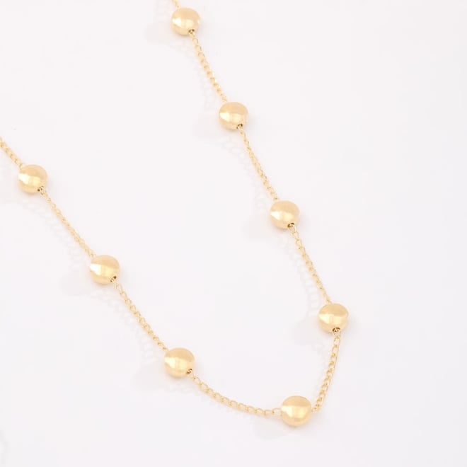 GR-03027 COLAR BANHADO A OURO 18K COM ESFERAS POLIDAS AO LONGO DA CORRENTE