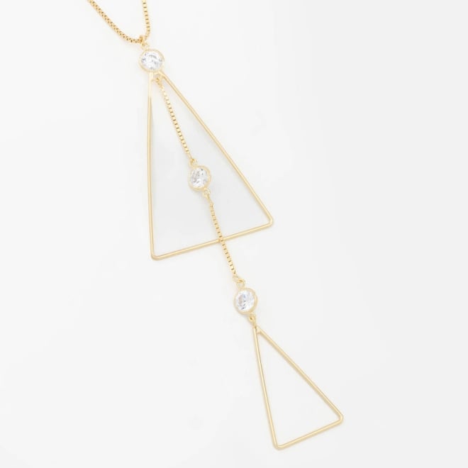 GR-2547 COLAR BANHADO A OURO 18K COM DESIGN ÚNICO DE PINGENTES EM FORMATO TRIANGULAR