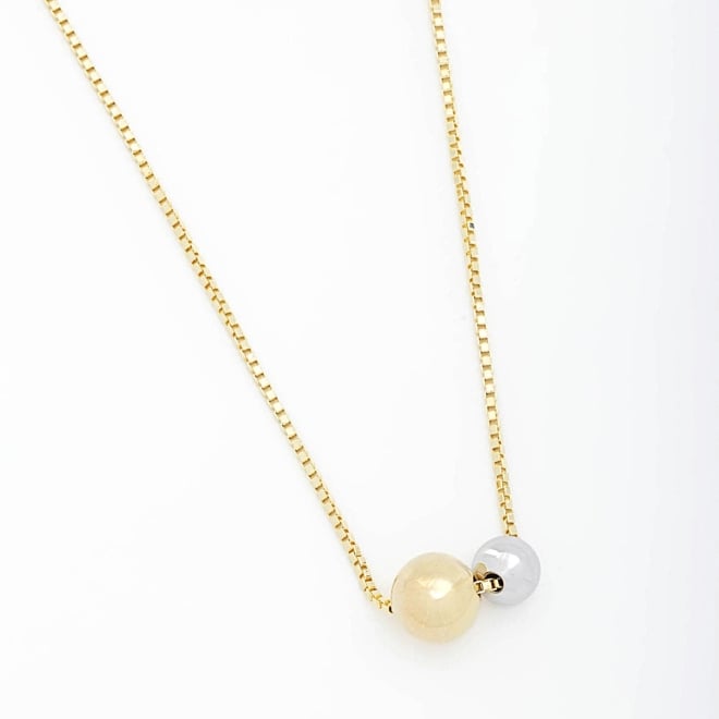 GRM-01705 COLAR BANHADO A OURO 18K COM CORRENTE VENEZIANA E PINGENTES EM ESFERAS