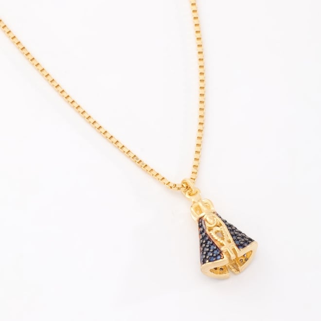 GRRN-02185 COLAR BANHADO A OURO 18K COM PINGENTE DE NOSSA SENHORA APARECIDA