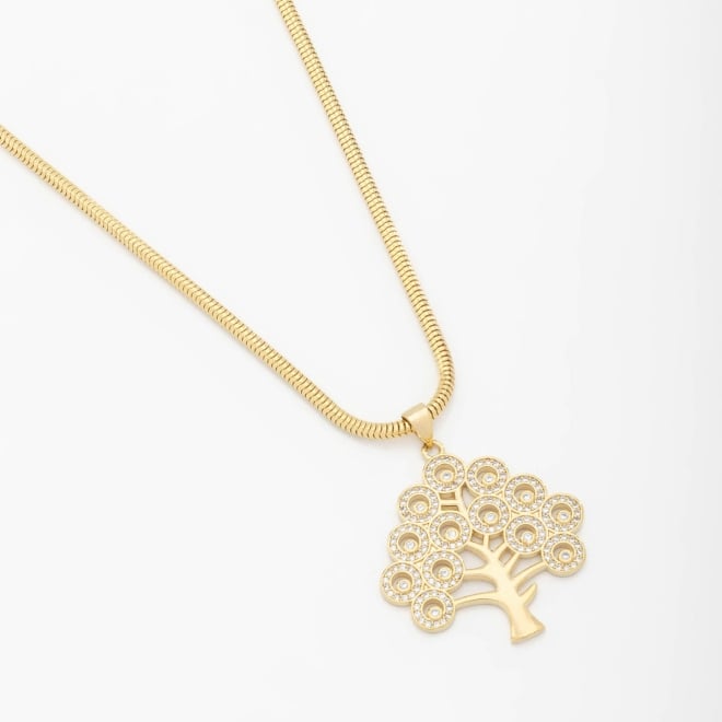 GX-0034 GARGANTILHA BANHADA A OURO 18K FITA LAMINADA E PINGENTE DE ÁRVORE DA VIDA