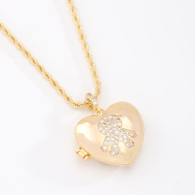 GX-0058 COLAR BANHADO A OURO 18K COM CORRENTE EM CORDÃO BAIANO E PINGENTE EM FORMATO DE CORAÇÃO TIPO RELICÁRIO
