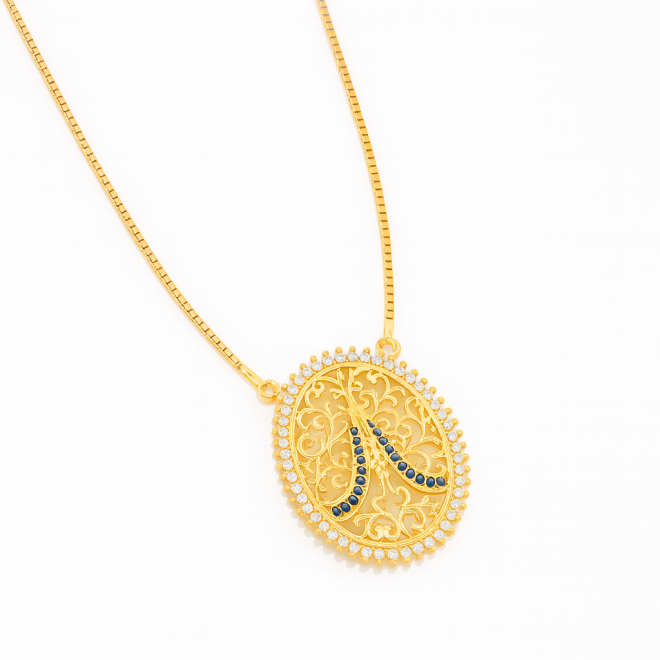 GX-0218 COLAR BANHADO A OURO 18K COM PINGENTE DE NOSSA SENHORA APARECIDA