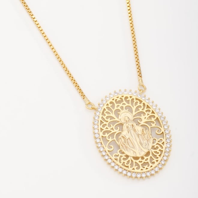 GX-0219 COLAR DE NOSSA SENHORA COM ZIRCÔNIAS