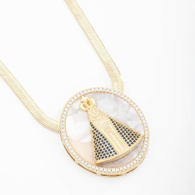 GX-0334 COLAR COM PINGENTE DE NOSSA SENHORA APARECIDA