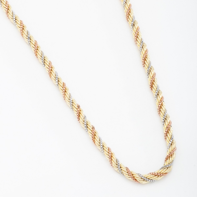 GXM-0344 COLAR BANHADO A OURO 18K NO MODELO CORDÃO BAIANO COM CORRENTES EM 3 BANHOS