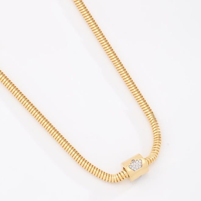 GXR-0097 COLAR BANHADO A OURO 18K COM CORRENTE SNAKE E PINGENTE DE COROA CRAVEJADO