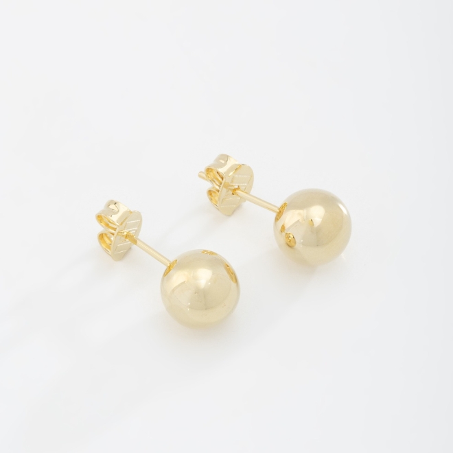 KBF-0003 KIT COM 10 PARES DE BRINCOS BANHADOS A OURO 18K COM DESIGN EM ESFERA POLIDA