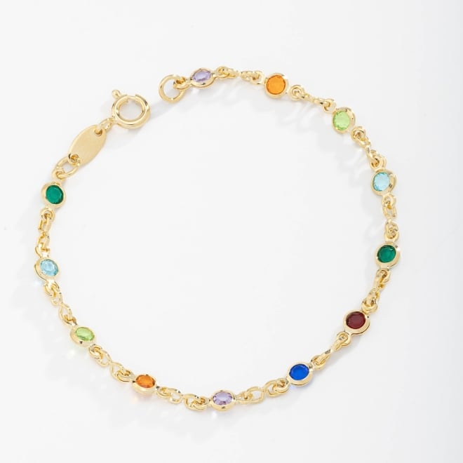 KPI-0021  KIT PULSEIRA INFANTIL COM ZIRCÔNIAS COLORIDA