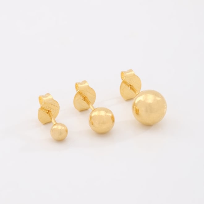 KTBF-0001 KIT COM 10 PEÇAS DE TRIO DE BRINCOS BANHADOS A OURO 18K EM FORMATO DE ESFERA LISA