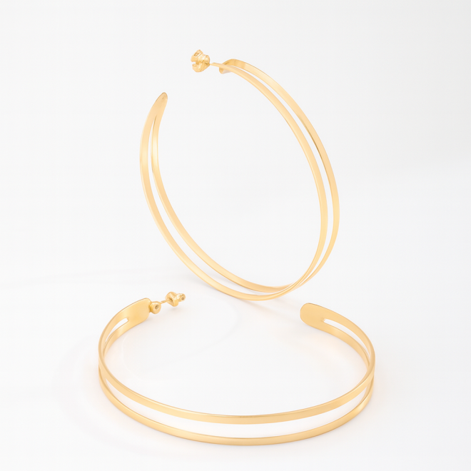 OUTAPL-0034 BRINCO BANHADO A OURO 18K EM FORMATO DE ARGOLA DUPLA