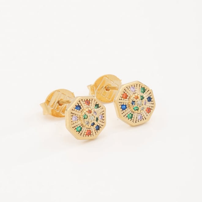 OUTB-00529 BRINCO BANHADO A OURO 18K EM FORMATO PIZZA