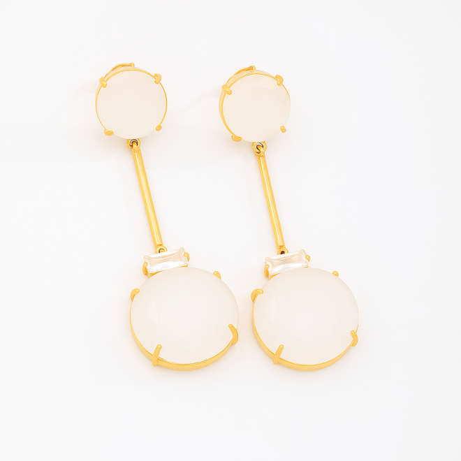 OUTB-12433 MAXXI BRINCO BANHADO A OURO 18K COM PEDRA NATURAL LAPIDADA